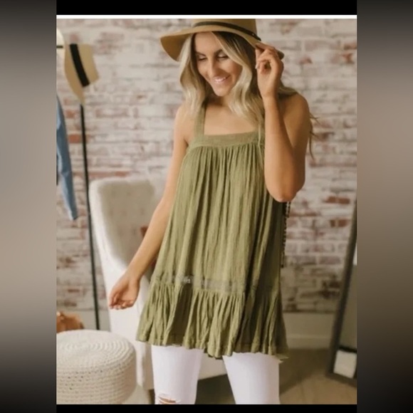 Free People Sweet Thing Tunic Dress Moss
 Size Medium - Picture 4 of 12
